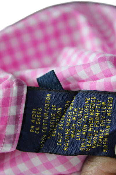 Ralph Lauren Women Pink Cotton Collared Check Long Sleeve Button-Up Top Size 12