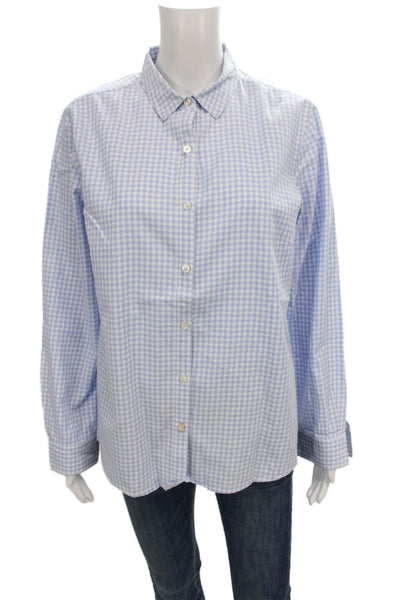 J. Mclaughlin Womens Collared Check Cotton Button-Up Long Sleeve Basic Size 12