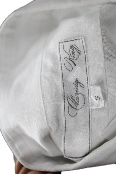 Claridge + King Women Tunic Button-Up Linen Collared Long Sleeve White Size S