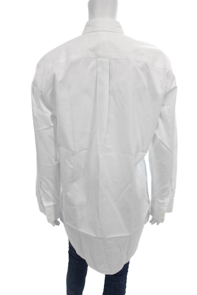 Claridge + King Women White Cotton Collared Button-Up Tunic Long Sleeve Size M