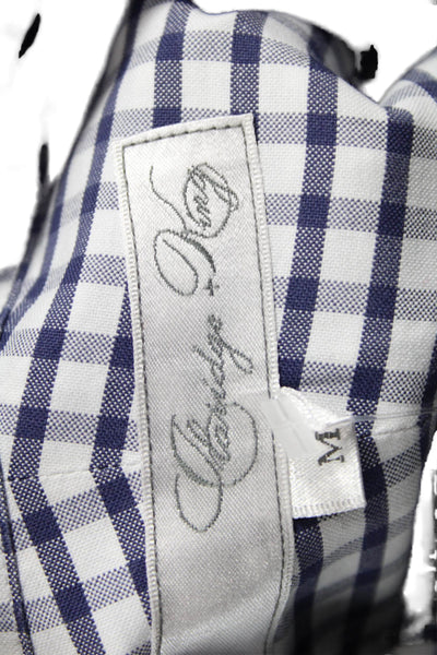 Claridge + King Womens Cotton Blue Check Collared Button-Up Long Sleeve Size M