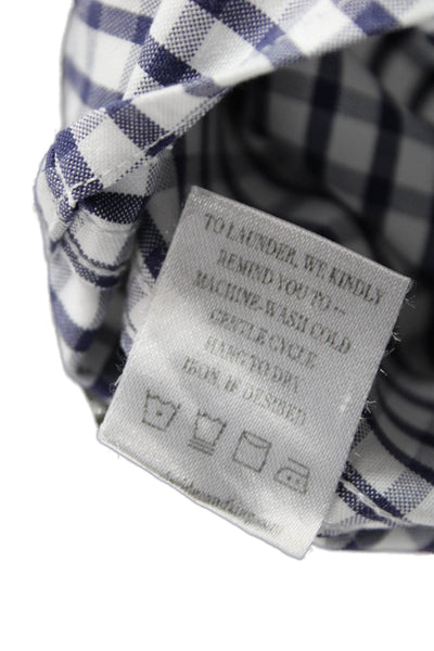 Claridge + King Womens Cotton Blue Check Collared Button-Up Long Sleeve Size M