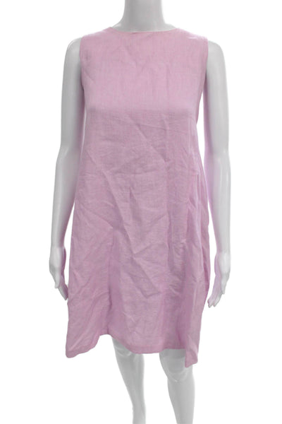 J. Mclaughlin Womens Pink Linen Sleeveless Boat Neck Shift Dress Knee Size M