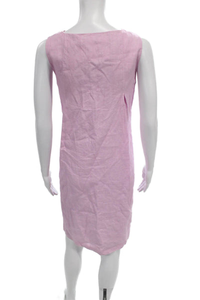 J. Mclaughlin Womens Pink Linen Sleeveless Boat Neck Shift Dress Knee Size M