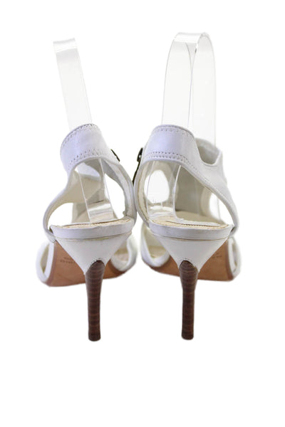 Max Studio Womens Leather Cutout Detail Heels White Size 6.5