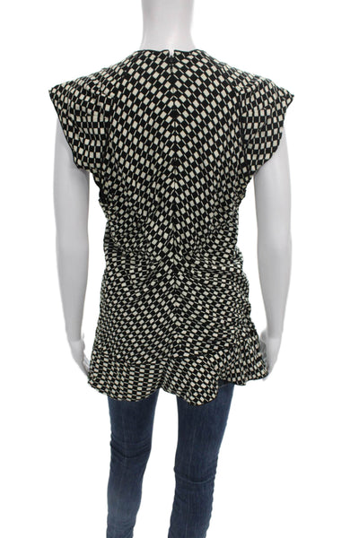 Proenza Schouler Women Tunic Black V-Neck Geometric Sleeveless Size 10