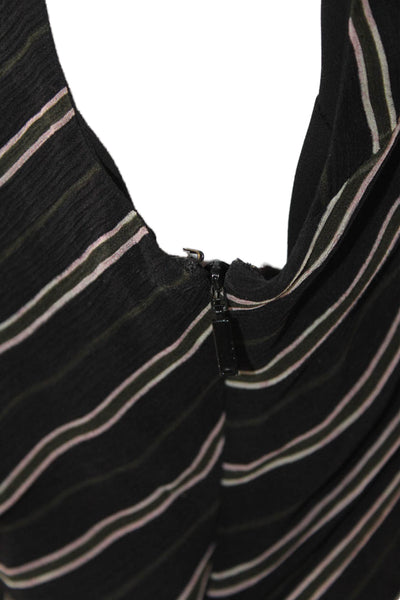 Grey Jason Wu Womens Silk Striped V-Neck Sleeveless Blouse Black Size 10