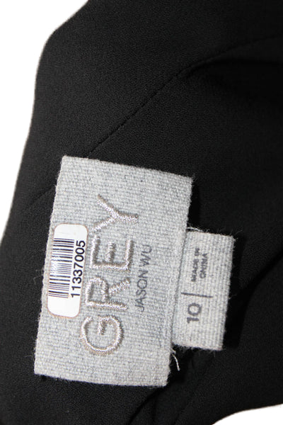 Grey Jason Wu Womens Silk Striped V-Neck Sleeveless Blouse Black Size 10