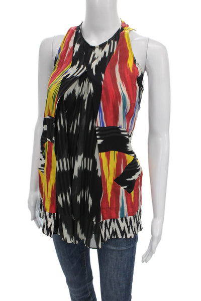 Altuzarra Women Silk Geometric Halter Tunic Multicolor Size 40
