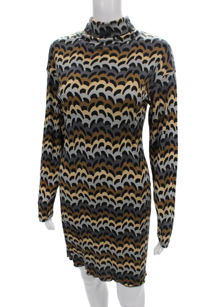 Sport Missoni Womens Silk Geometric Turtleneck Long Sleeve Knee Dress Size 42