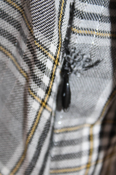 Le Superbe Women Shirt Dress Gray Plaid Collared Long Sleeve Button Midi Size 2