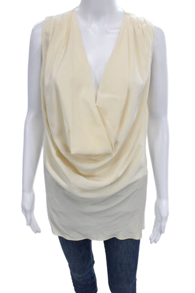 Joseph Women Silk Sleeveless Cowl Neck Tunic Blouse Ivory Size 40