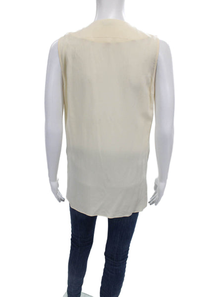 Joseph Women Silk Sleeveless Cowl Neck Tunic Blouse Ivory Size 40