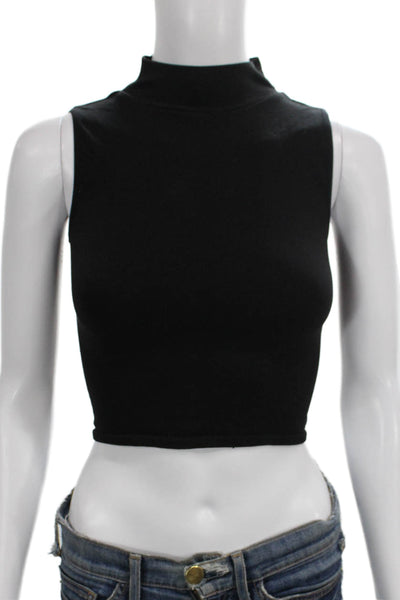 Intimately Free People Womens Cropped Mock Neck Tank Black Size XS