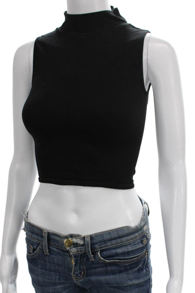 Intimately Free People Womens Cropped Mock Neck Tank Black Size XS