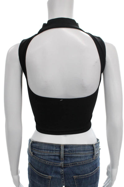 Intimately Free People Womens Cropped Mock Neck Tank Black Size XS