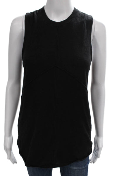 ATM Womens Basic Tank Black 100% Cotton Crew Neck Sleeveless Size S