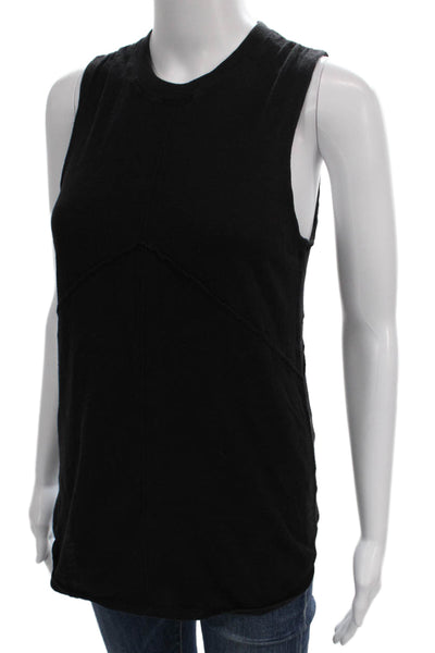 ATM Womens Basic Tank Black 100% Cotton Crew Neck Sleeveless Size S