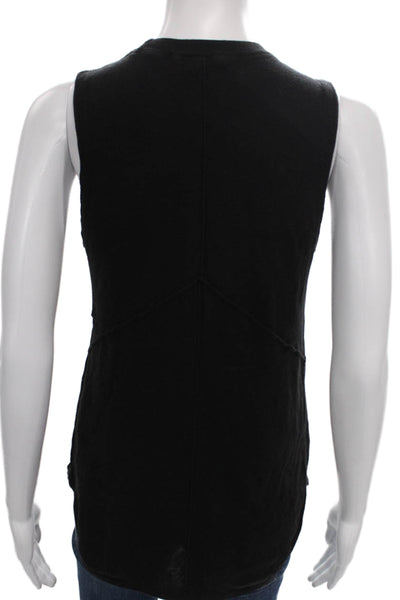 ATM Womens Basic Tank Black 100% Cotton Crew Neck Sleeveless Size S