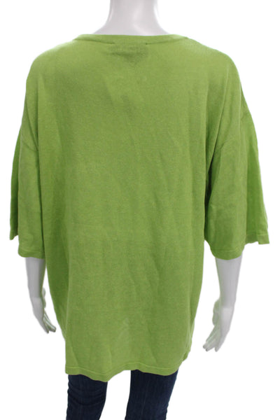 Zara Womens Pullover Sweater Green Scoop Neck 3/4 Sleeve Size S