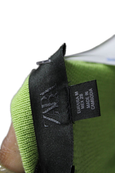 Zara Womens Pullover Sweater Green Scoop Neck 3/4 Sleeve Size S