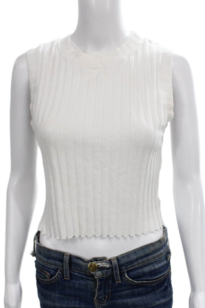 Cotton Citizen Women Cropped Tank White Sleeveless Crew Neck Size M