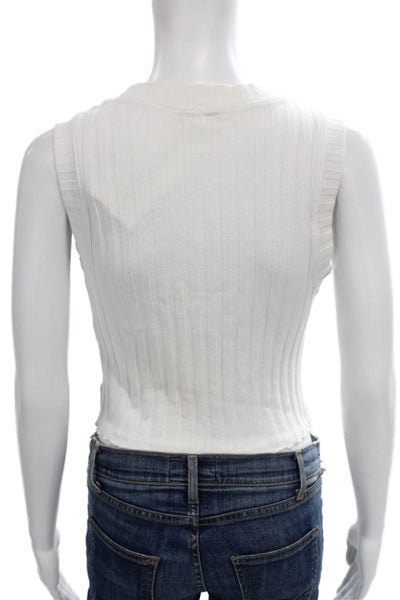Cotton Citizen Women Cropped Tank White Sleeveless Crew Neck Size M