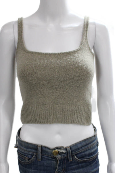 One Grey Day Womens Gray Cropped Tank Acrylic Square Neck Sleeveless Size XS