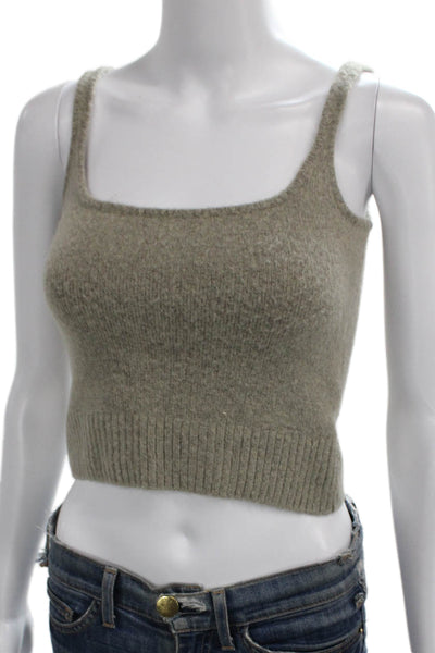 One Grey Day Womens Gray Cropped Tank Acrylic Square Neck Sleeveless Size XS