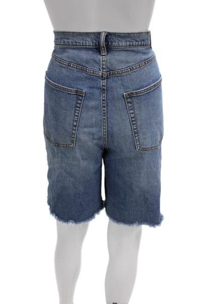 Johnny Was Womens Bermuda Shorts Blue Floral Cotton Size 33