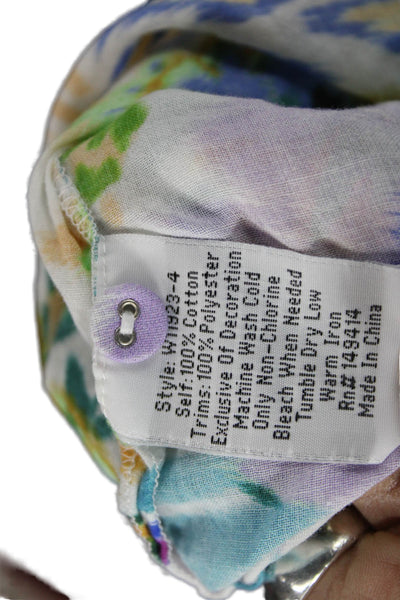 Johnny Was Womens Floral Collared Longsleeve Button-Up Multicolor Size M