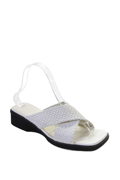 Salvatore Ferragamo Womens Woven Slide On Sandals White Size 7