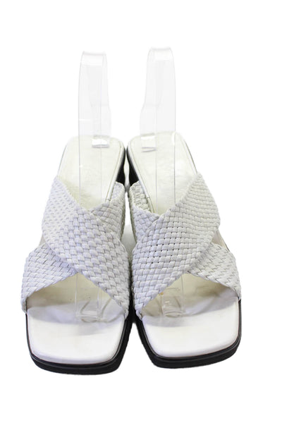 Salvatore Ferragamo Womens Woven Slide On Sandals White Size 7