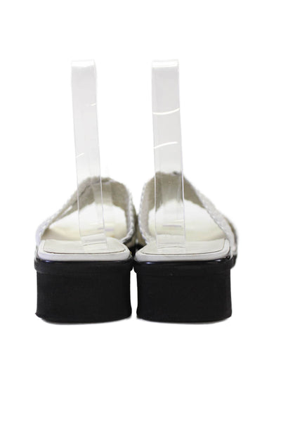 Salvatore Ferragamo Womens Woven Slide On Sandals White Size 7