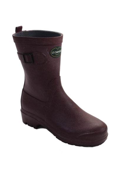 Le Chameau Womens Solid Pull On Mid-Calf Rainboots Red Size 36 6