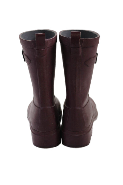 Le Chameau Womens Solid Pull On Mid-Calf Rainboots Red Size 36 6