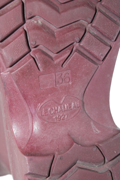 Le Chameau Womens Solid Pull On Mid-Calf Rainboots Red Size 36 6