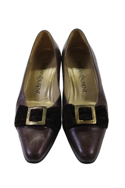 Yves Saint Laurent Womens Bow Detail Pointed Toe Heel Brown Size 35 5