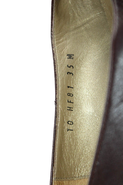 Yves Saint Laurent Womens Bow Detail Pointed Toe Heel Brown Size 35 5