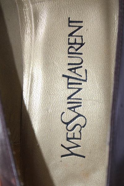 Yves Saint Laurent Womens Bow Detail Pointed Toe Heel Brown Size 35 5