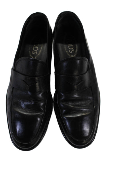 Tods Mens Leather Slide On Dress Shoe Loafers Black Size 6.5