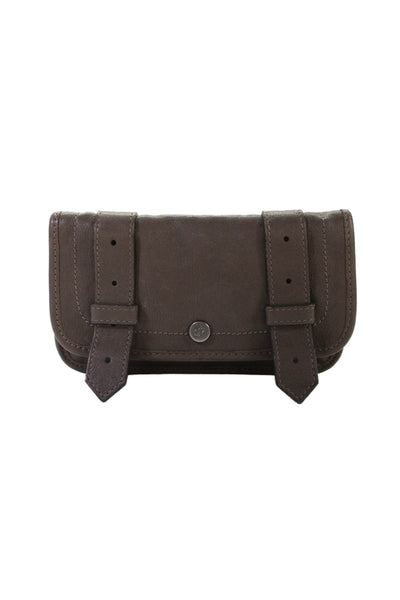 Proenza Schouler Womens Leather Button Closure Clutch Handbag Taupe Beige