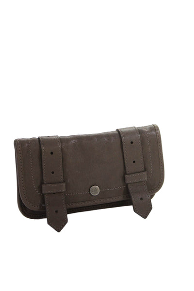 Proenza Schouler Womens Leather Button Closure Clutch Handbag Taupe Beige