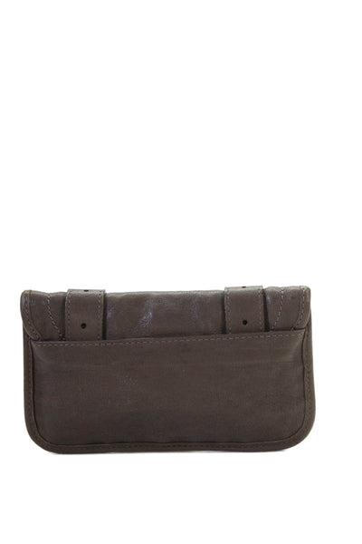 Proenza Schouler Womens Leather Button Closure Clutch Handbag Taupe Beige