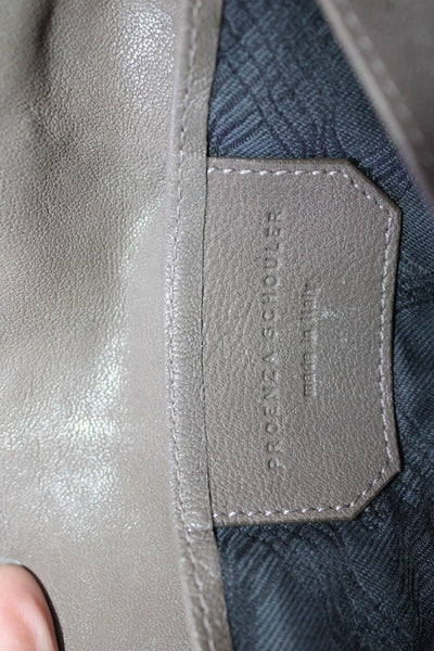 Proenza Schouler Womens Leather Button Closure Clutch Handbag Taupe Beige