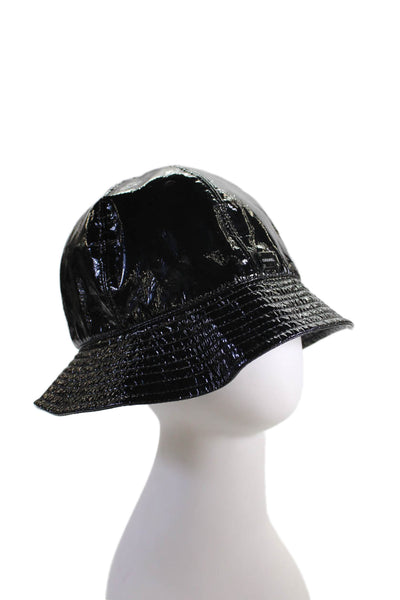 Chanel Womens Faux Patent Leather Bucket Hat Black Size EUR 59
