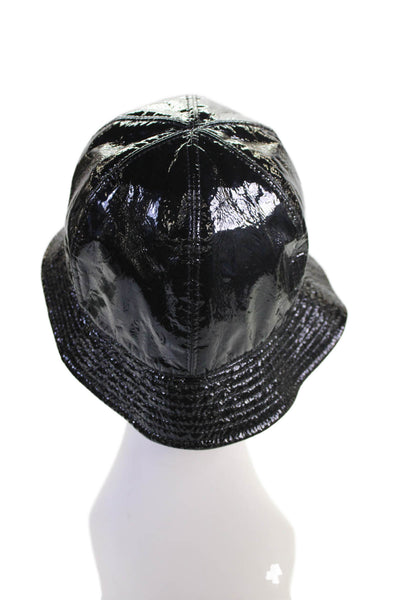 Chanel Womens Faux Patent Leather Bucket Hat Black Size EUR 59