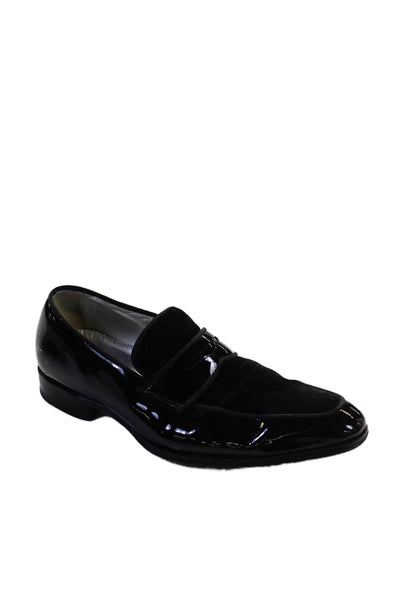 Victor Talbots Mens Patent Leather Slide On Dress Shoe Loafers Black Size 7.5