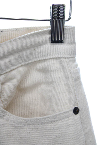 Still Here Womens Straight Ivory Jeans 100% Cotton High Rise Inseam 28 Size 24
