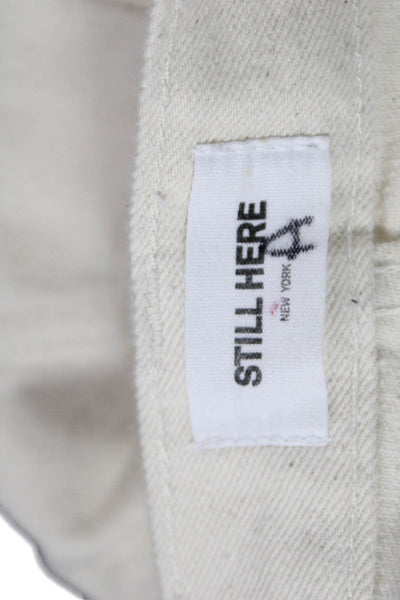 Still Here Womens Straight Ivory Jeans 100% Cotton High Rise Inseam 28 Size 24